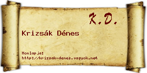 Krizsák Dénes névjegykártya